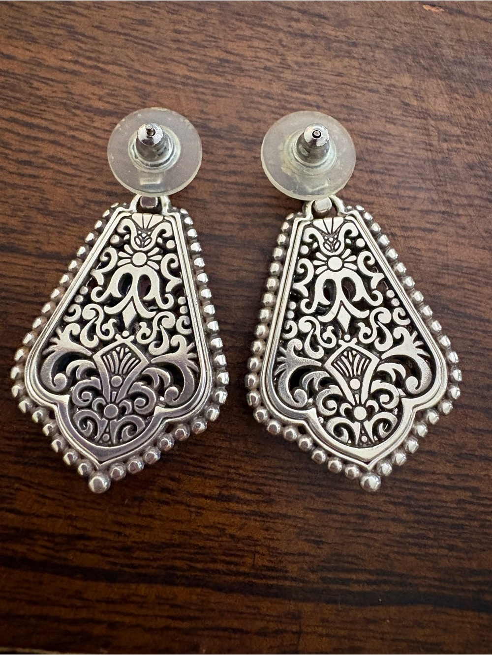 Brighton Ornate Filigree Drop Earrings - Silver - Picture 2 of 2